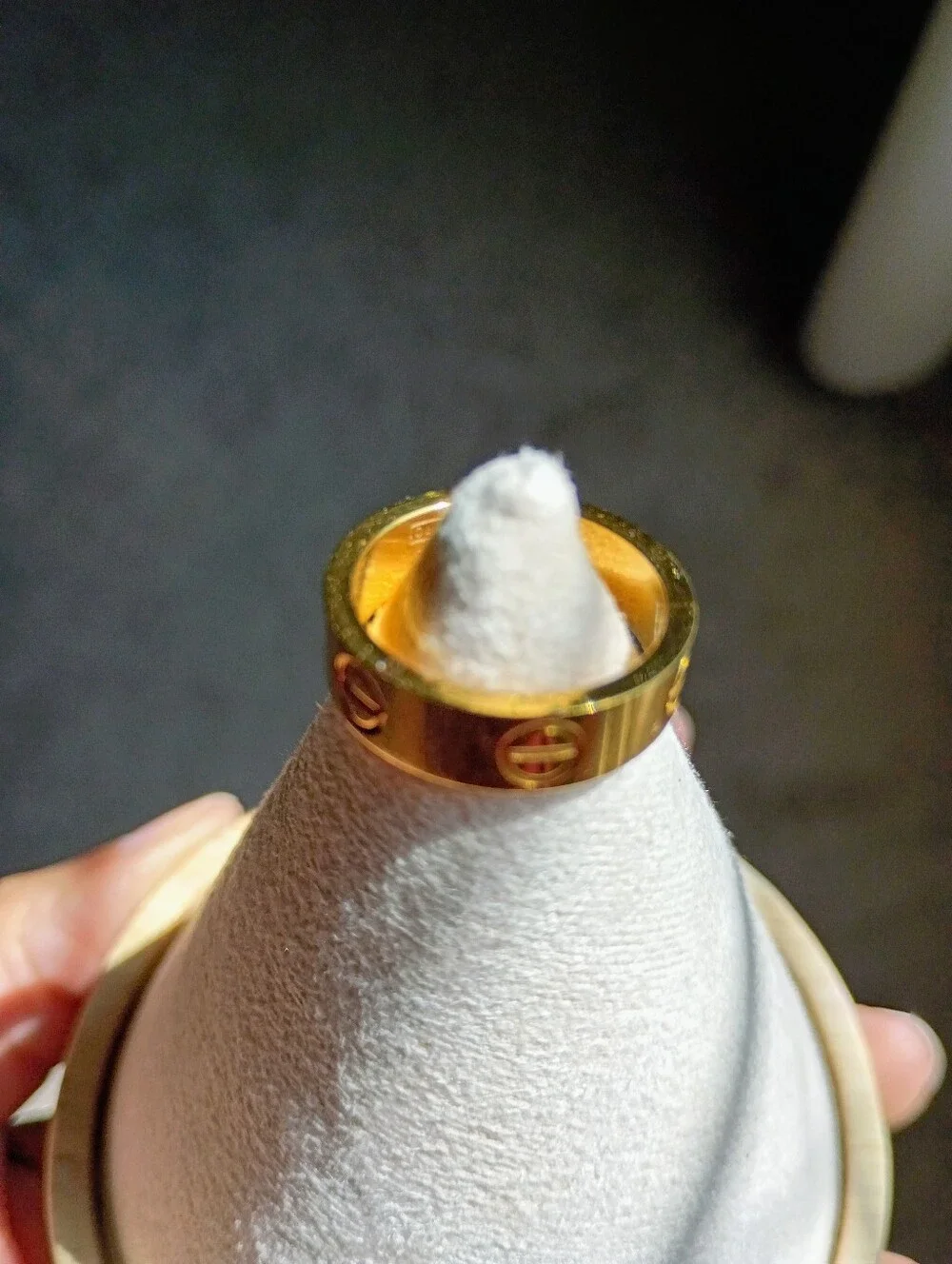 New Gold Tone Love Ring with Screw Motif